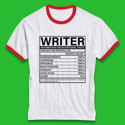 Writer Nutritional Facts Ringer T-Shirt