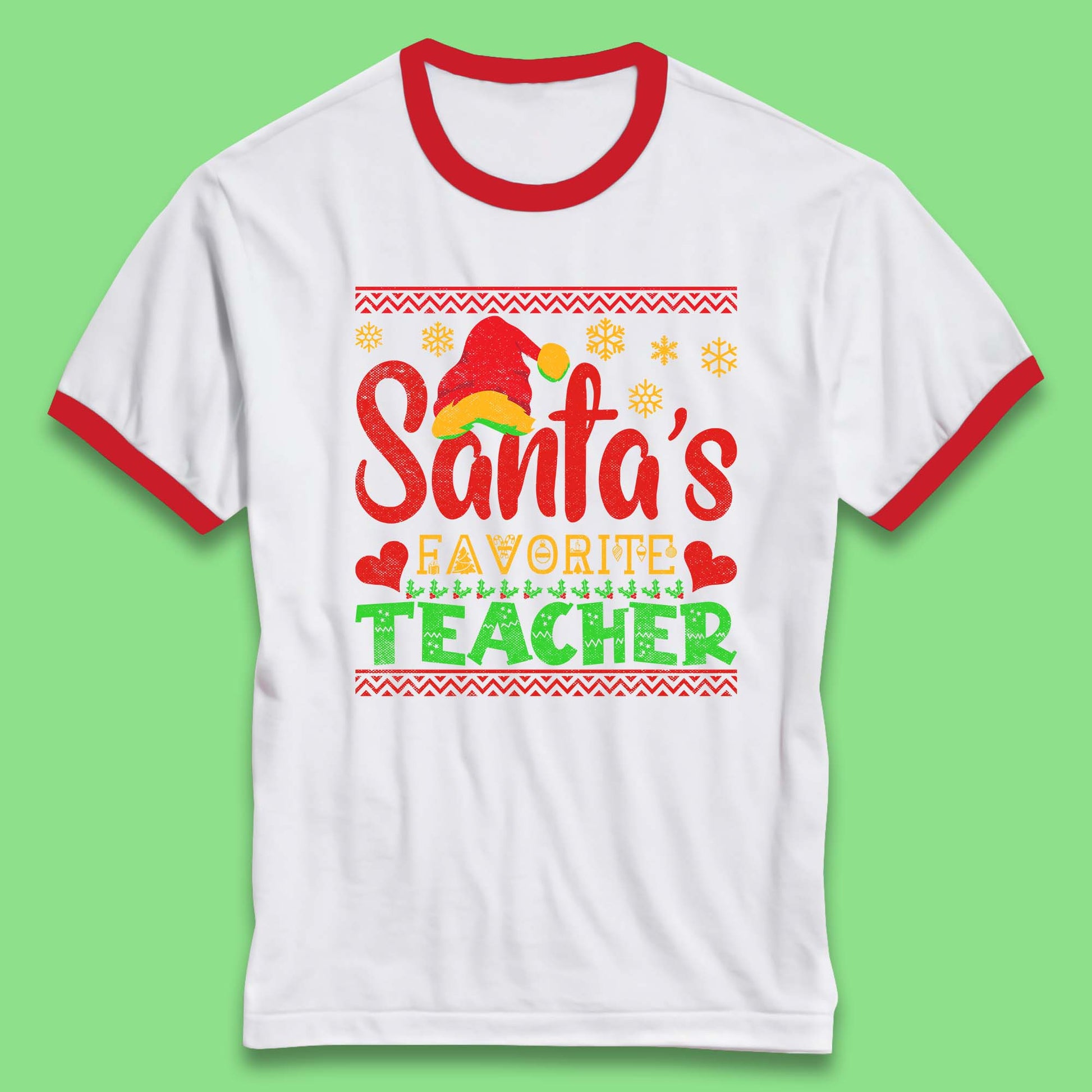 christmas santas favorite teacher ringer t shirt