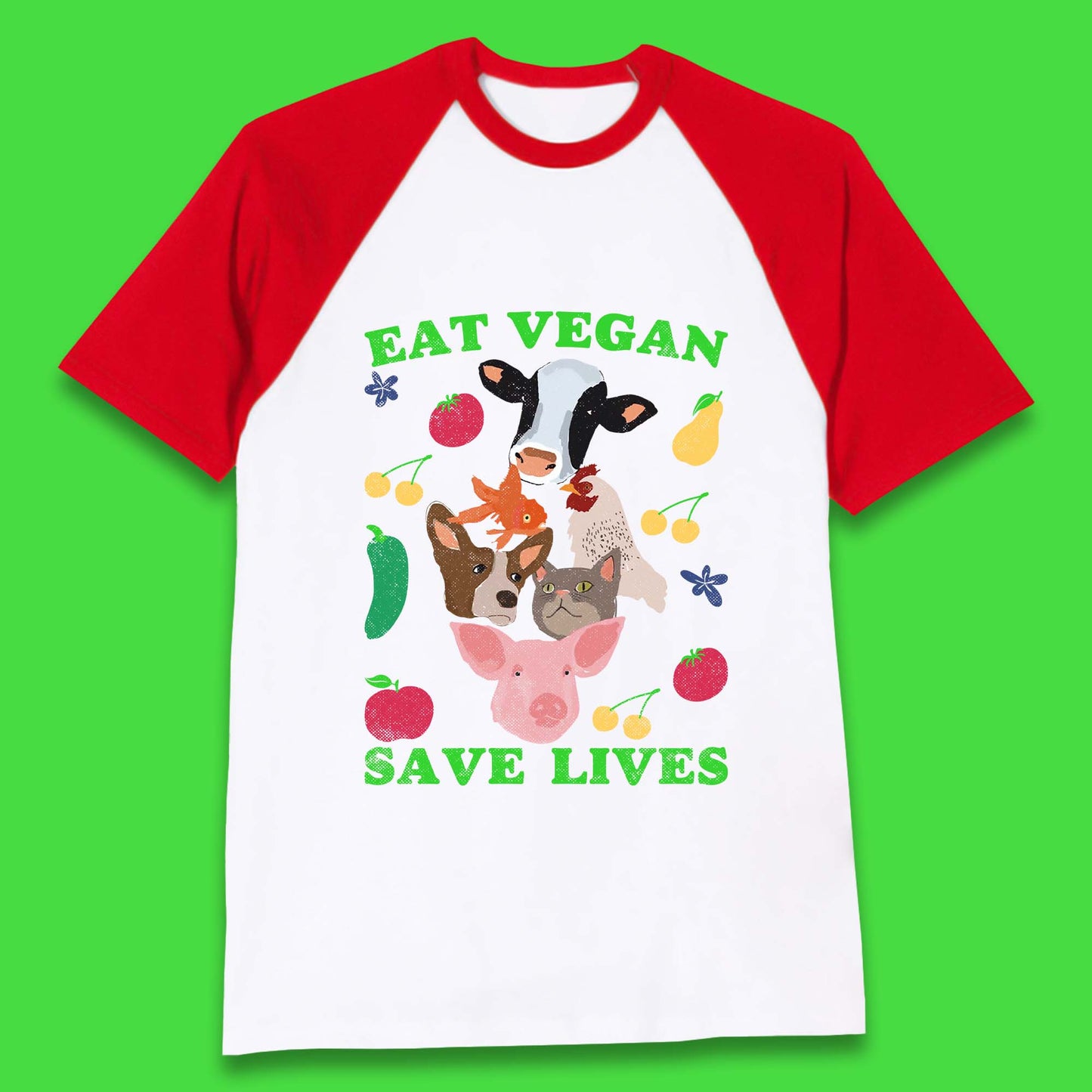 Eat Vegan Save Lives Baseball T-Shirt