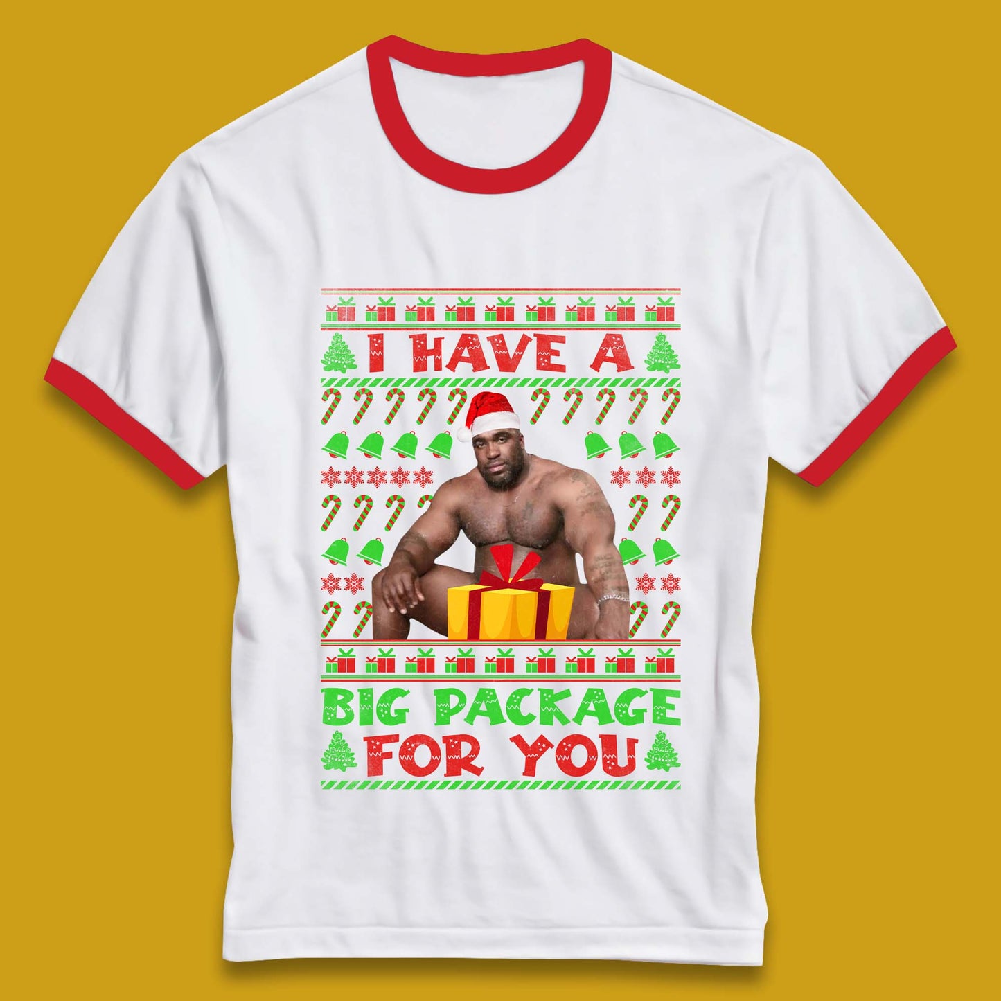 Big Package Ugly Christmas Ringer T-Shirt
