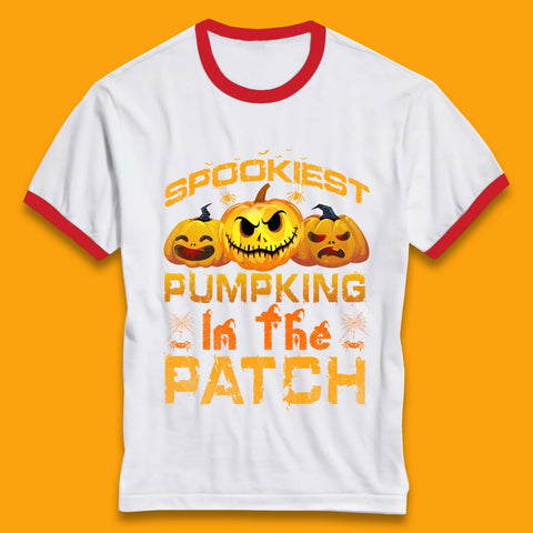 Spookiest Pumpkin In The Patch Spooky Season Happy Halloween Ringer T Shirt