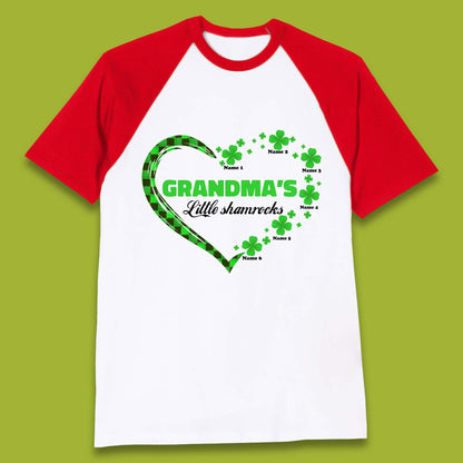 Personalised Grandma's Little Shamrocks Baseball T-Shirt