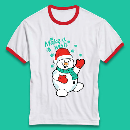 Make A Wish Snowman Christmas Ringer T-Shirt
