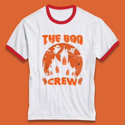 The Boo Crew Halloween Boo Squad Matching Costume Haunted House Horror Boo Ghost Ringer T Shirt