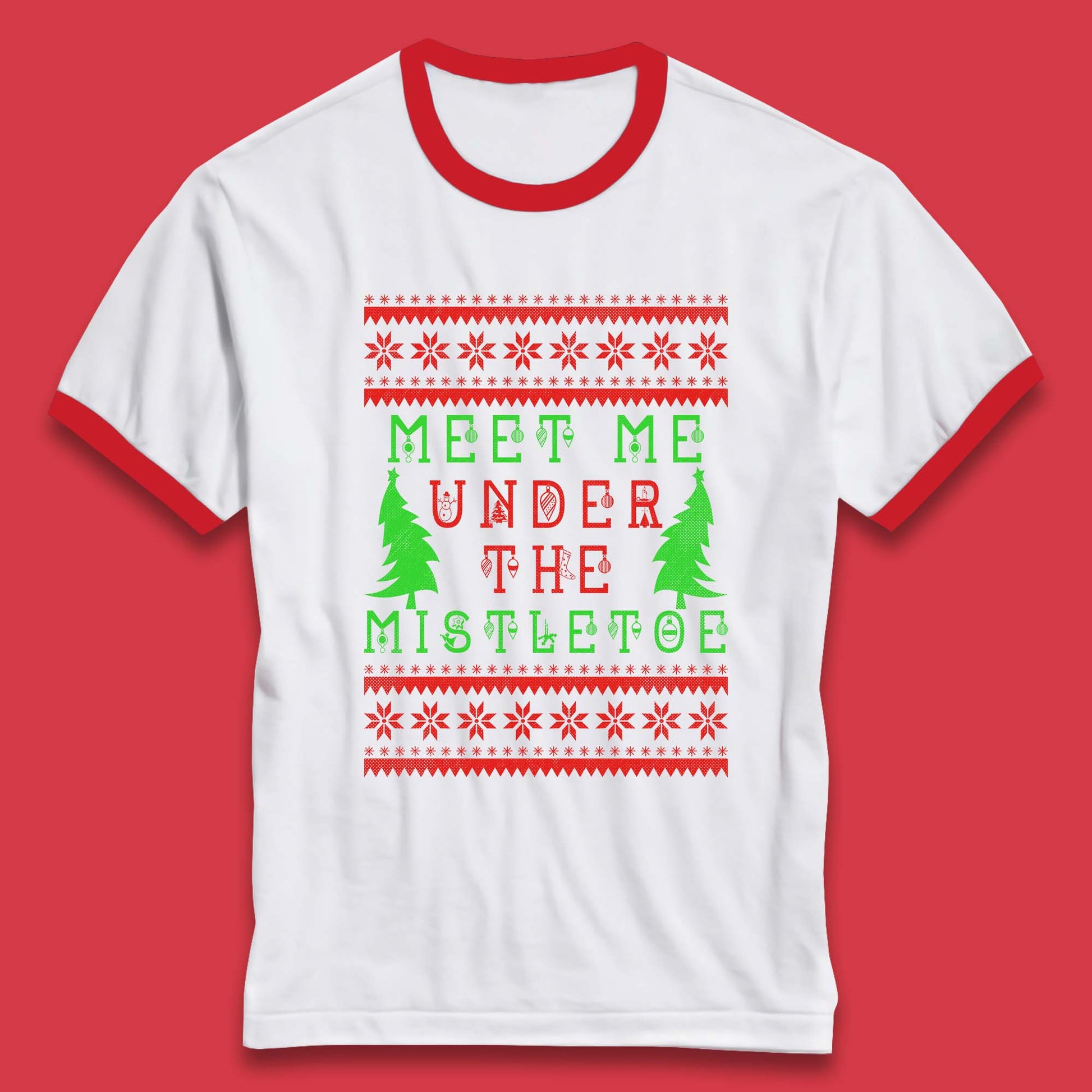 mistletoe christmas ringer t shirt