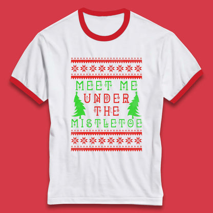mistletoe christmas ringer t shirt