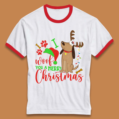 I Woof You A Merry Christmas Ringer T-Shirt