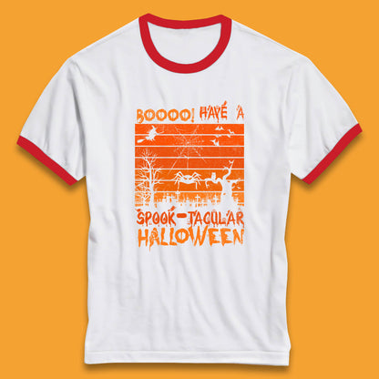 Booo Have A Spook Tacular Halloween Graveyards With Dead Tree Horror Scary Ringer T Shirt