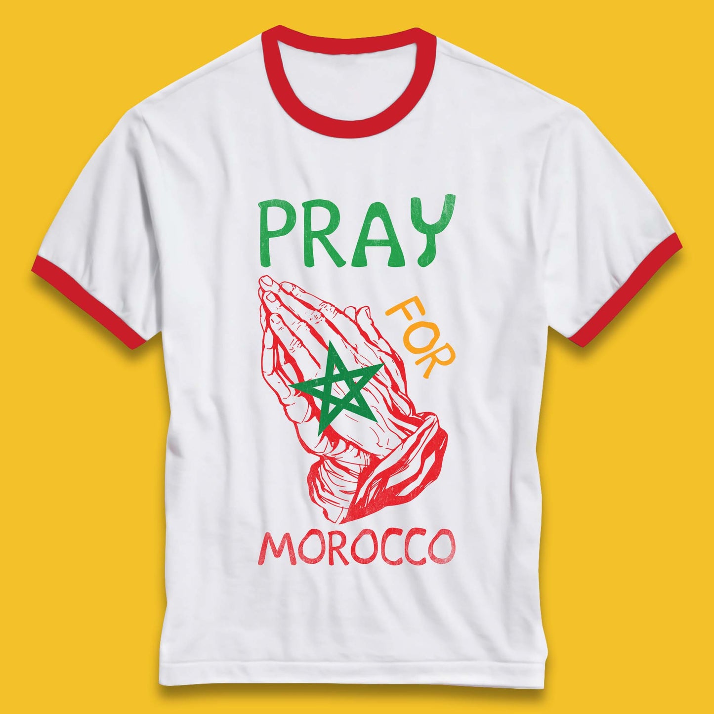 Pray For Morocco Stand With Morocco Support Morocco Stay Strong Morocco Earthquake Ringer T Shirt