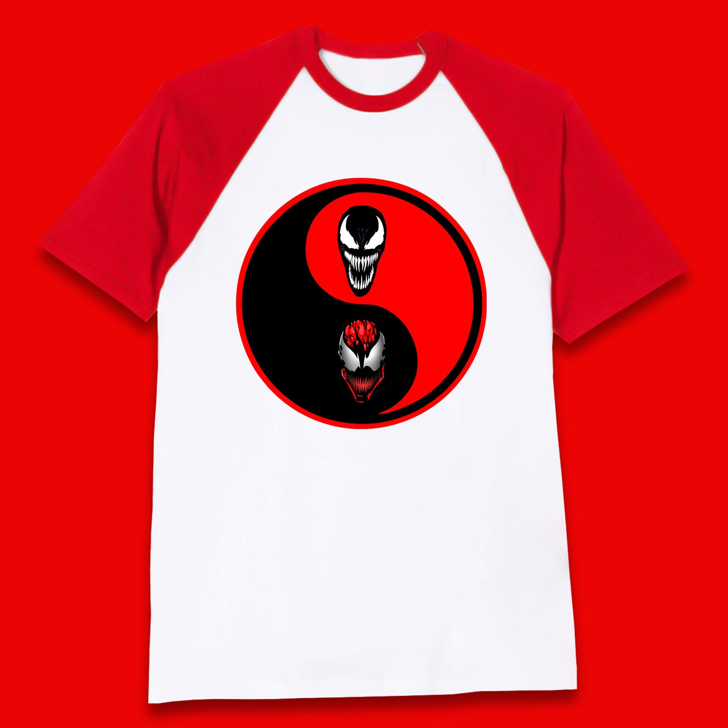 Marvel Comics Carnage And Venom Fictional Movie Character Anime Yin Yang Spoof Baseball T Shirt