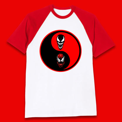 Marvel Comics Carnage And Venom Fictional Movie Character Anime Yin Yang Spoof Baseball T Shirt