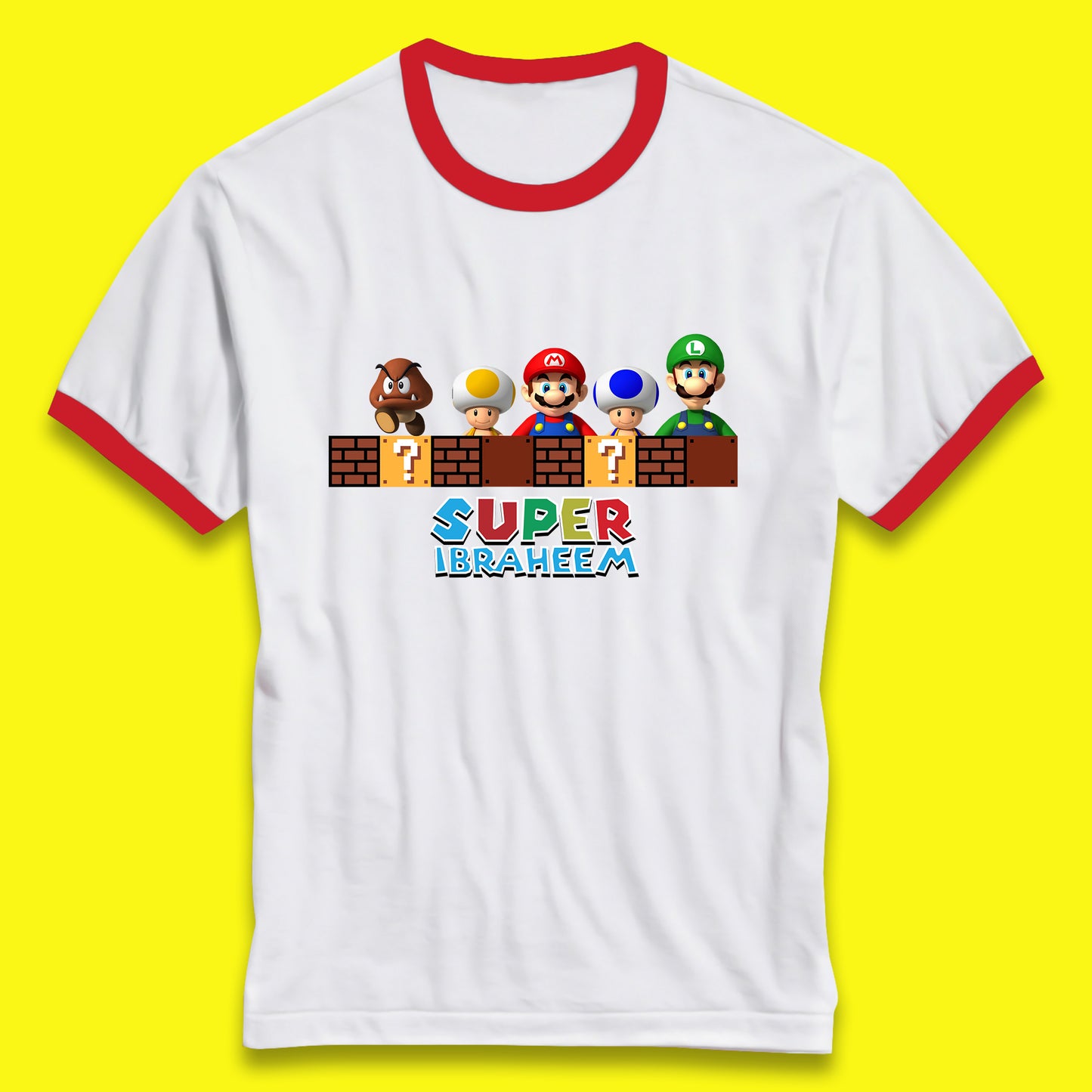 Personalised Super Mario Game Series Your Name Mario Bros Luigi Toad Mega Goomba Mario Ringer T Shirt