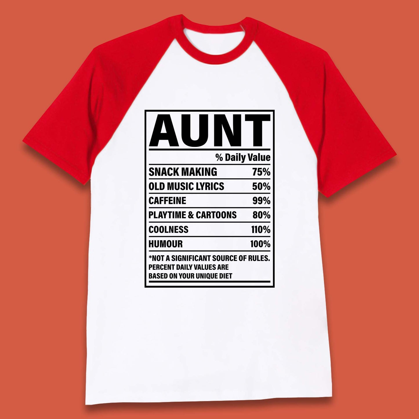 Aunt Nutrition Fact Baseball T-Shirt