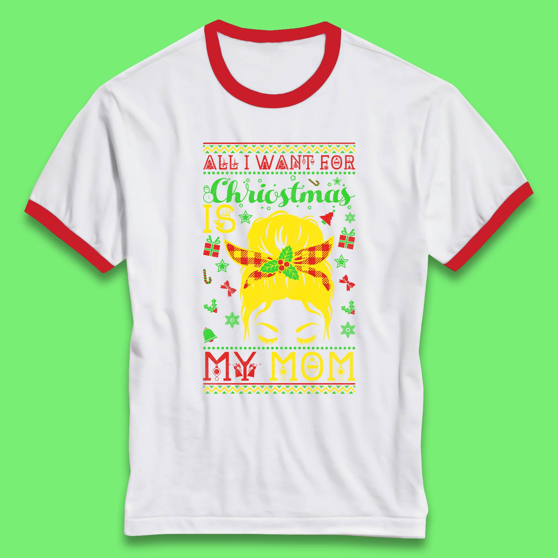 mom christmas ringer t shirt