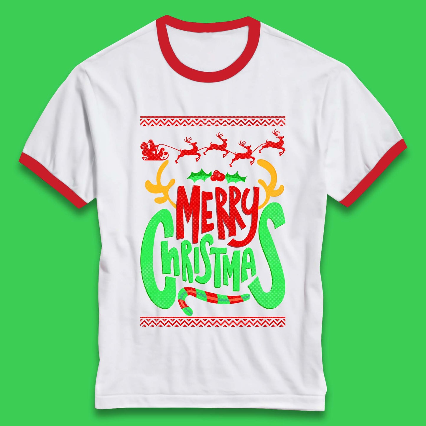 christmas reindeer antlers ringer t shirt
