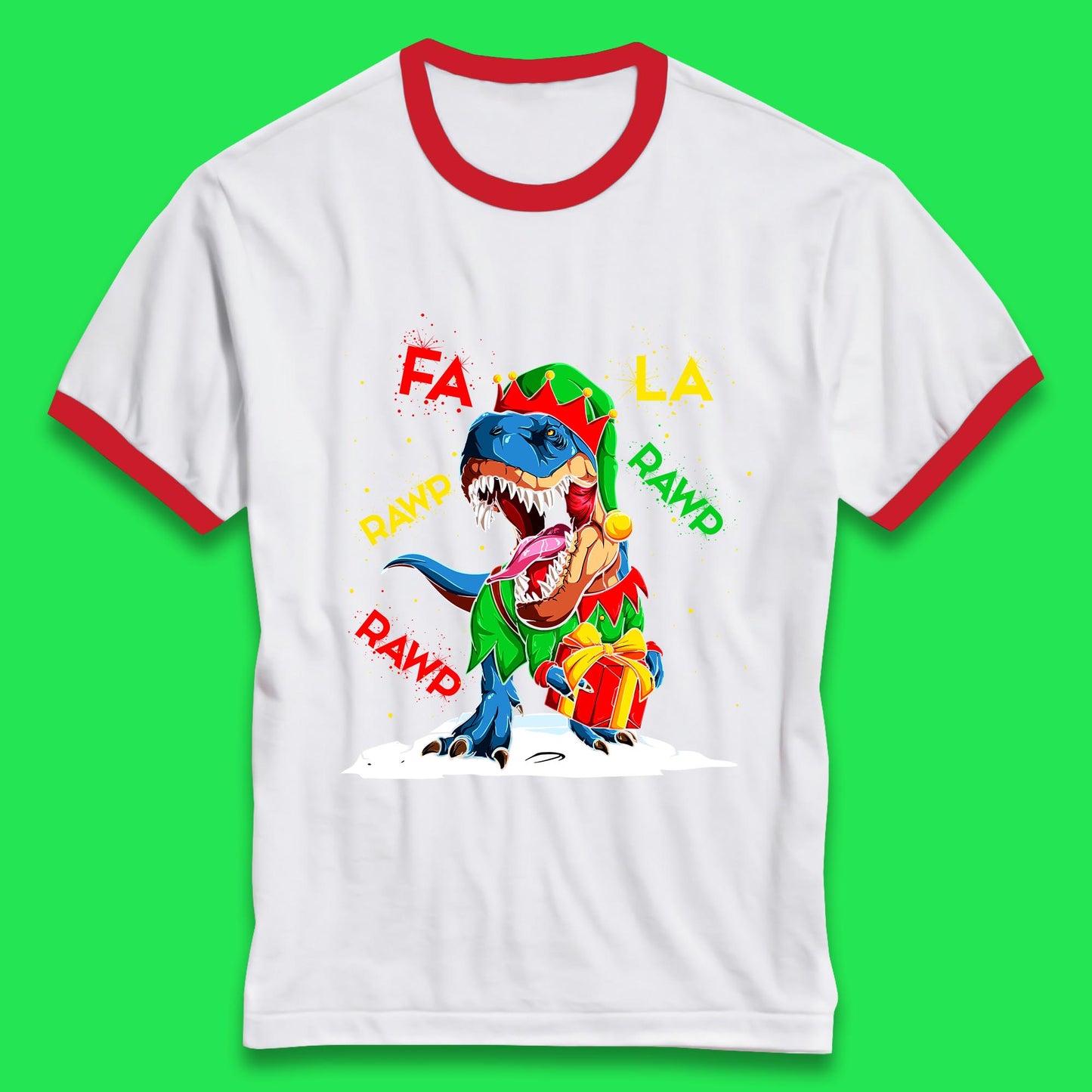 christmas dinosaur ringer t shirt