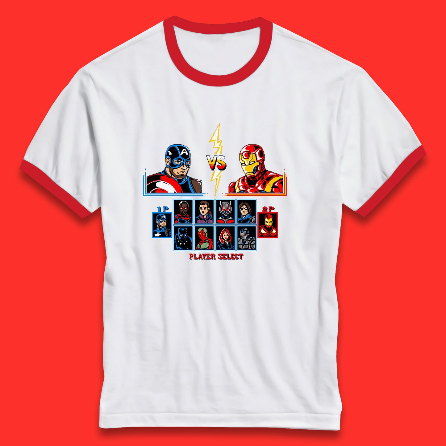 Captain America VS Iron Man Marvel Avengers Superheros Movie Character Panther Widow Thor Ringer T Shirt