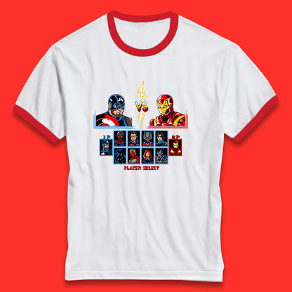 Captain America VS Iron Man Marvel Avengers Superheros Movie Character Panther Widow Thor Ringer T Shirt