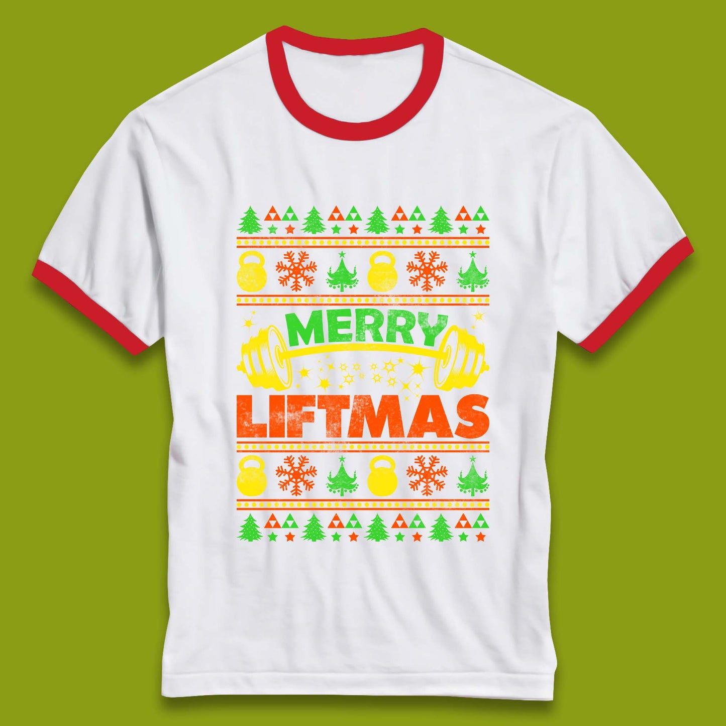 Merry Liftmas Christmas Ringer T-Shirt