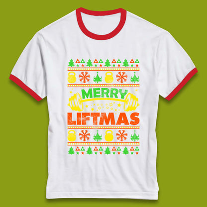 Merry Liftmas Christmas Ringer T-Shirt