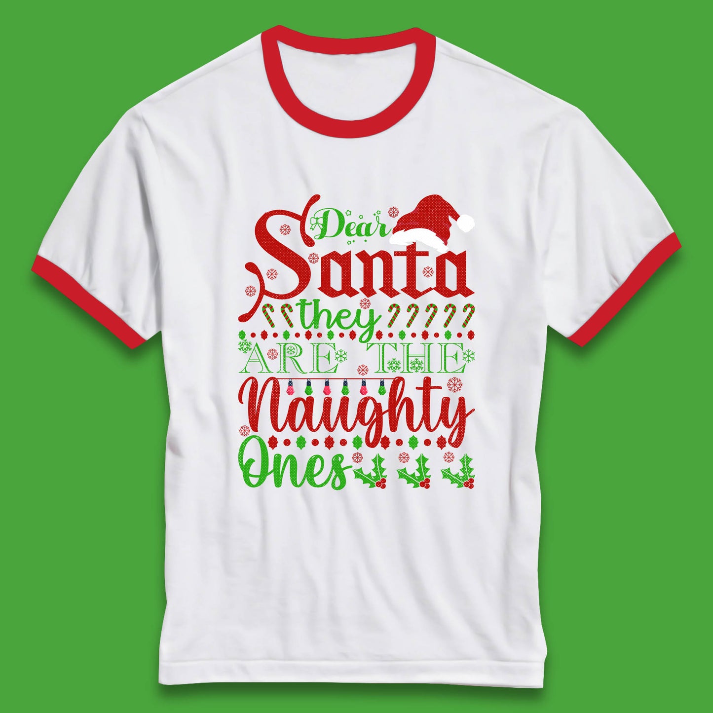 dear santa christmas ringer t shirt
