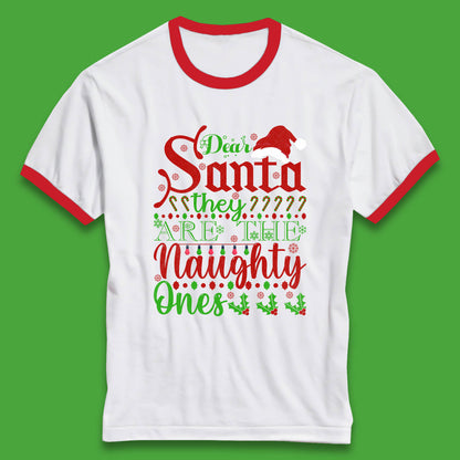 dear santa christmas ringer t shirt
