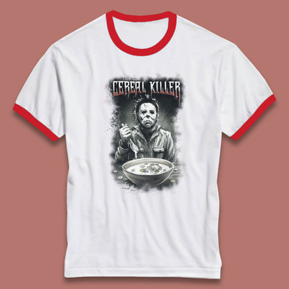 Michael Myers Cereal Killer Halloween Serial Killer Horror Movie Character Ringer T Shirt