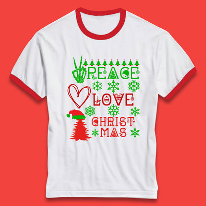 peace love christmas ringer tee
