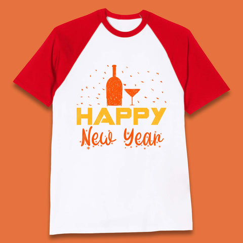 Happy New Year Wine Drinking Baseball T-Shirt
