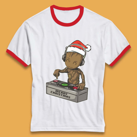 Baby Groot DJ Christmas Ringer T-Shirt