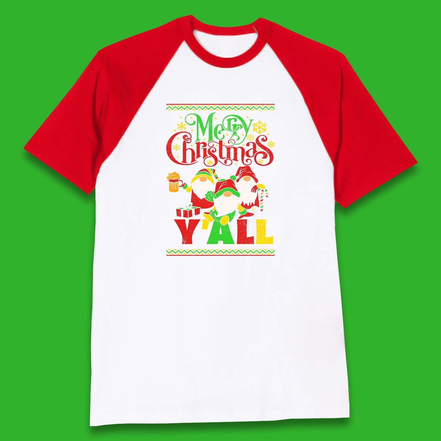 gnomes christmas baseball t shirt