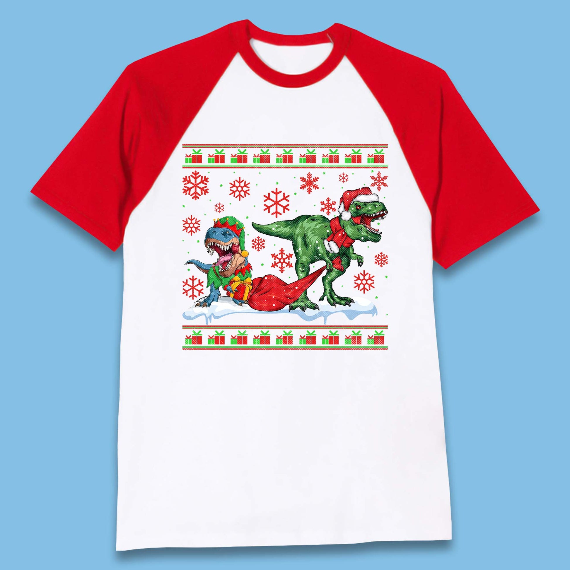 santa & elf costume baseball t shirt