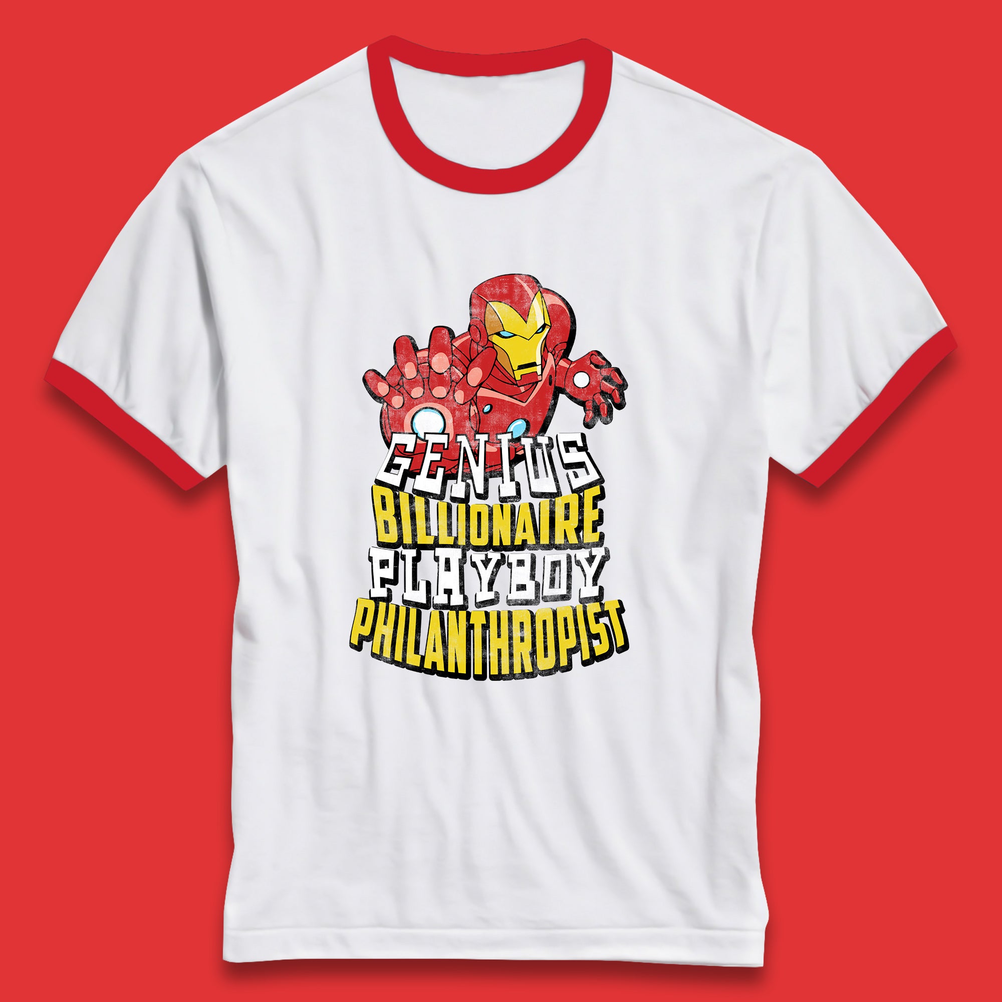 Tony Stark Quote Genius Billionaire Playboy Philanthropist Marvel Avenger Iron Man Superhero Movie Character Ringer T Shirt