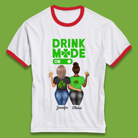 Personalised Drink Mode On Ringer T-Shirt