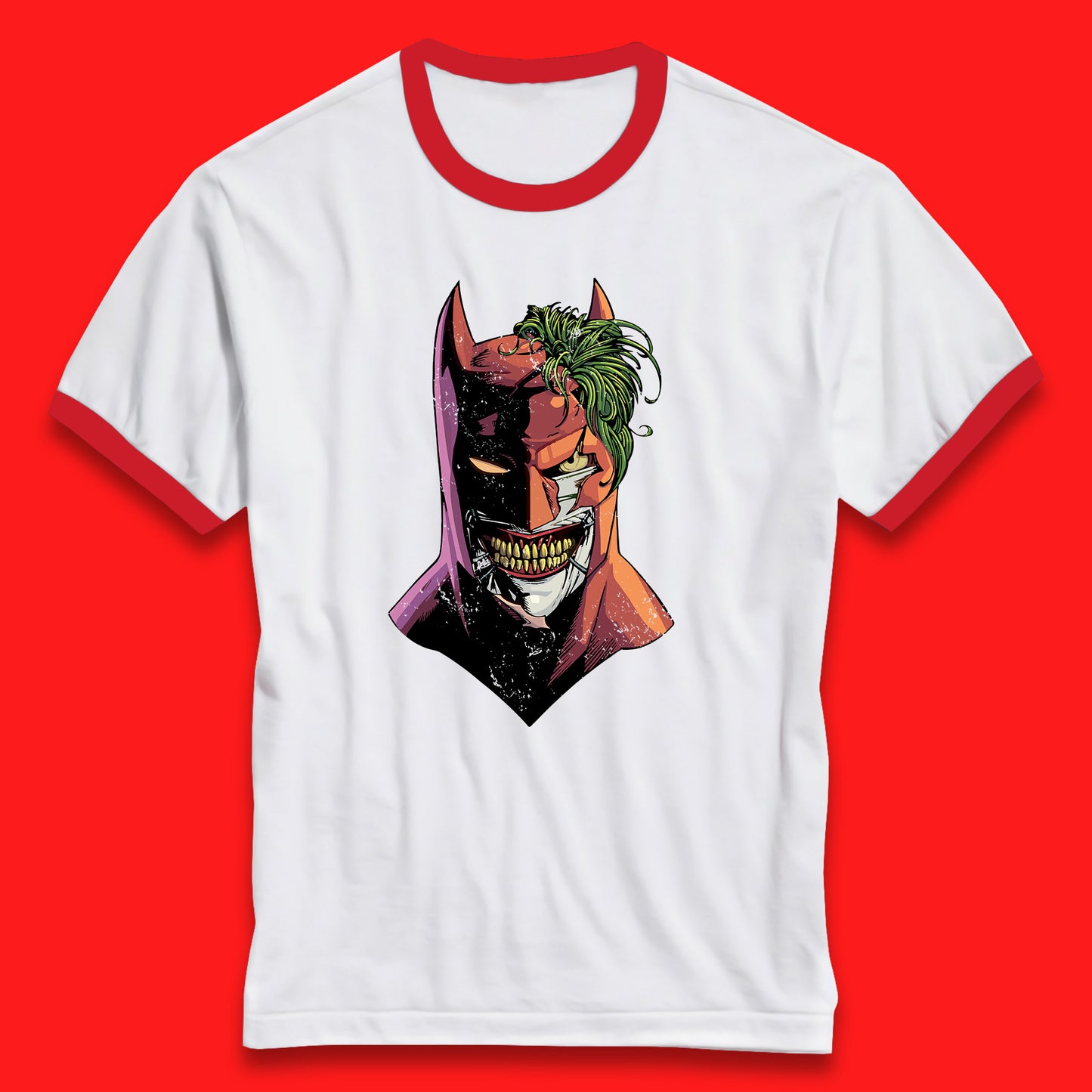 DC Comics Batman Mouth Wall Batman X The Joker Spoof Supervillain Comic Book Character Ringer T Shirt