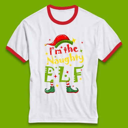 naughty elf ringer t shirt