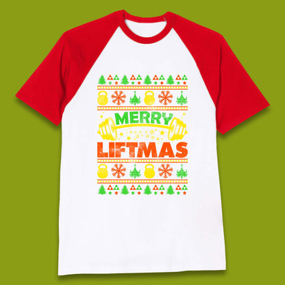 Merry Liftmas Christmas Baseball T-Shirt