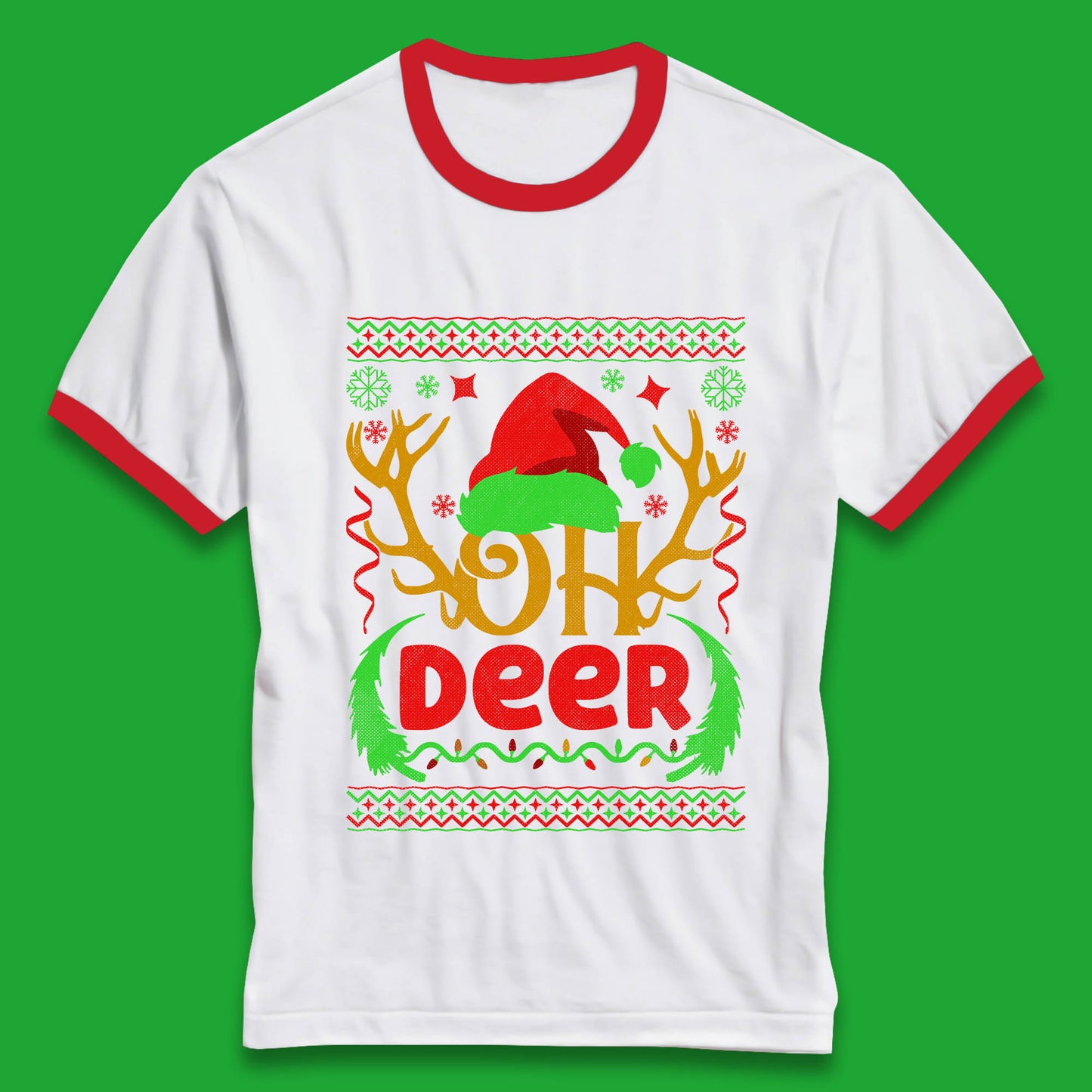 deer antlers christmas ringer t shirt