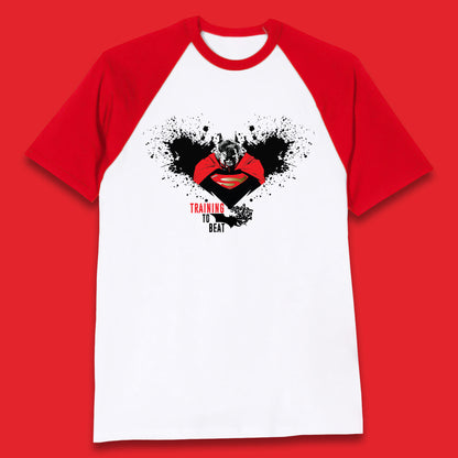 Superheros DC Comics Action Adventure Movie Character Superman And Batman Training To Beat Batman Superman Logo Baseball T Shirt