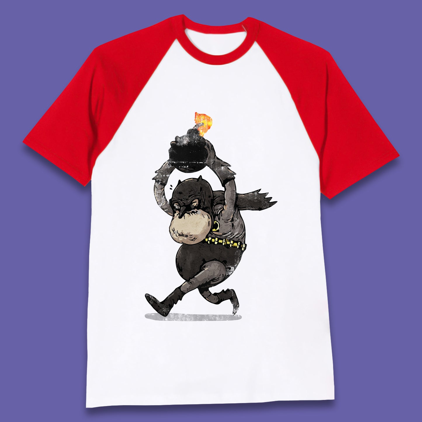Old Batman Throwing Bomb Comic Book Art Aging Superhero DC Comics Fictional Character Baseball T Shirt