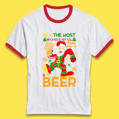 santa drink beer ringer t shirt
