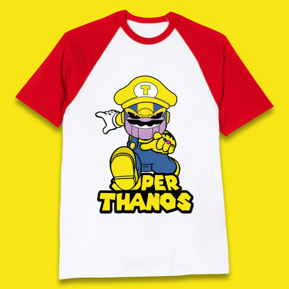 Super Thanos Marvel Infinity Gauntlet Super Mario Spoof Marvel Nintendo Game Series Wario Thanos Fictional Character Baseball T Shirt