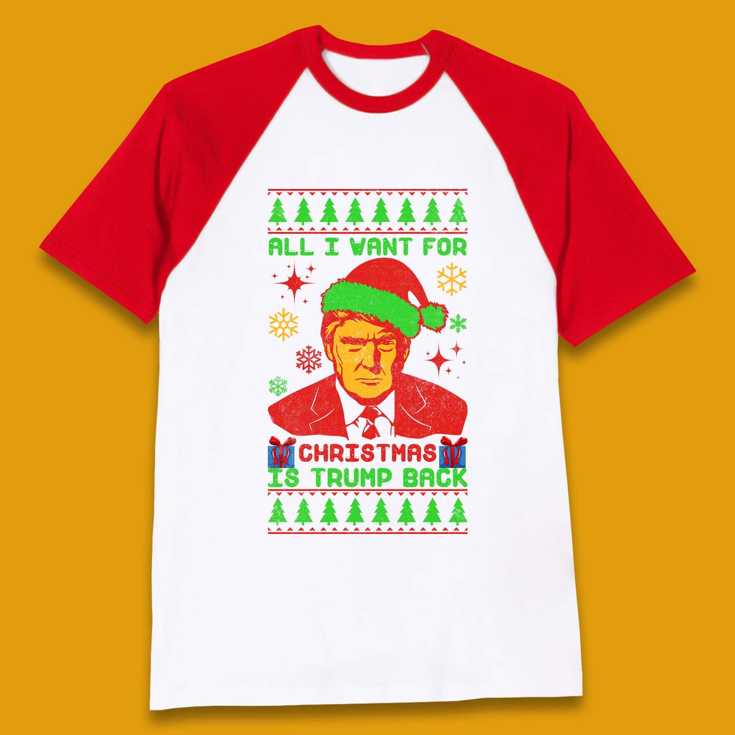 Trump Back Christmas Baseball T-Shirt