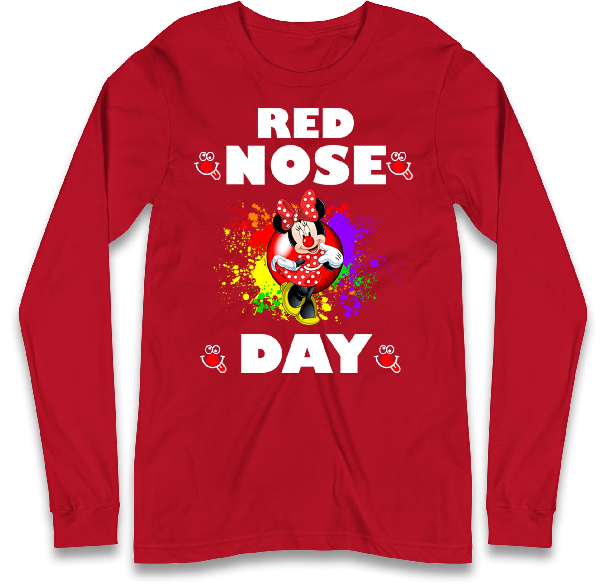 Red Nose Day Minnie Mouse Long Sleeve T Shirt