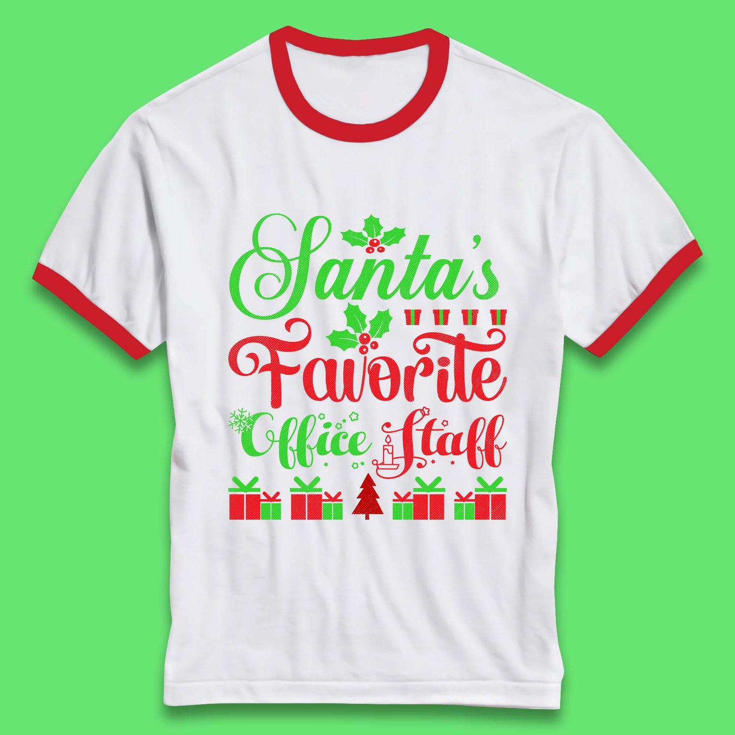 Office Staff Christmas Ringer T-Shirt