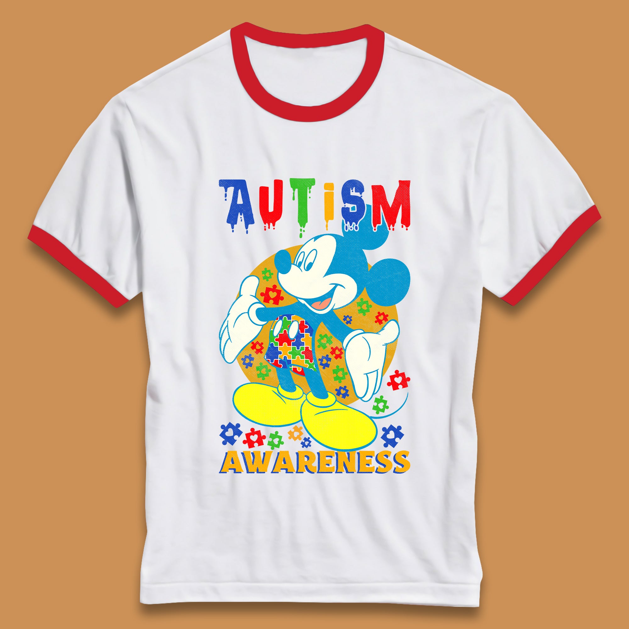 Autism Awareness Mickey Mouse Ringer T-Shirt