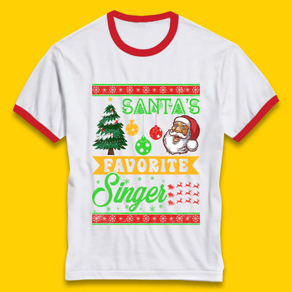 Santa's Favorite Singer Christmas Ringer T-Shirt