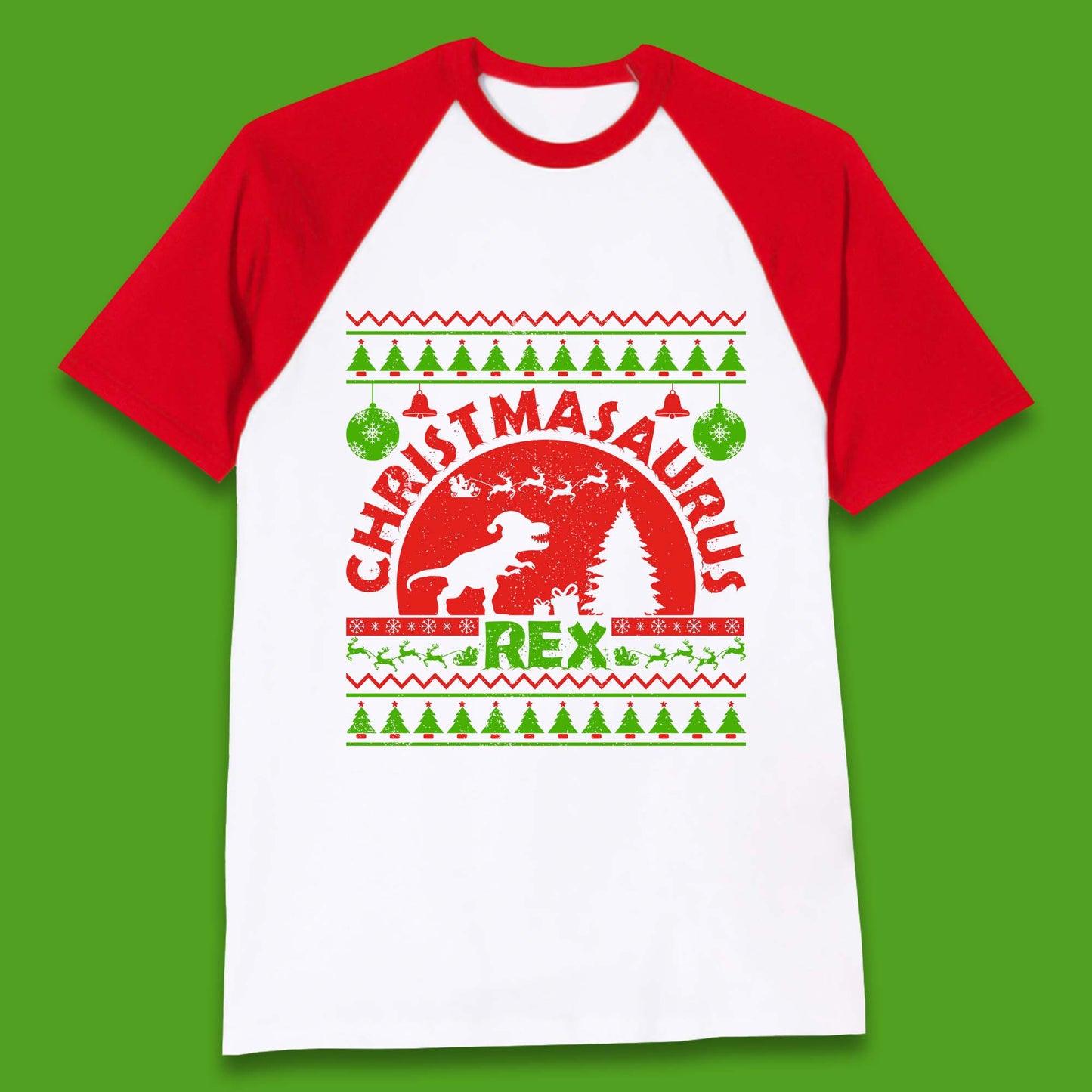 Christmasaurus Rex Baseball T-Shirt