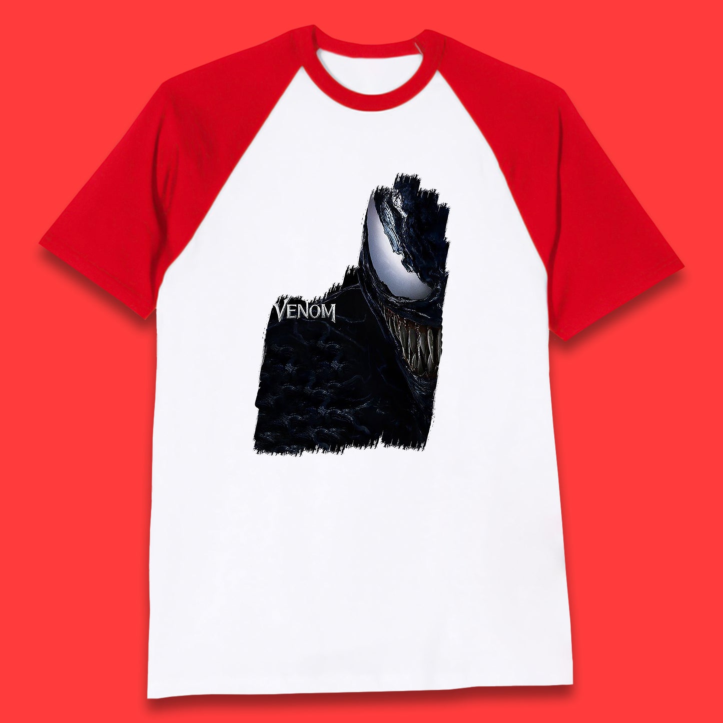 Angry Venom Amoled Half Face And Body Logo Marvel Avengers Superheros Movie Character Baseball T Shirt