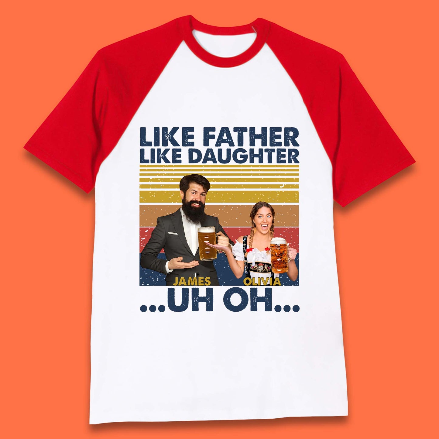 Personalised Like Father Like Daughter Baseball T-Shirt